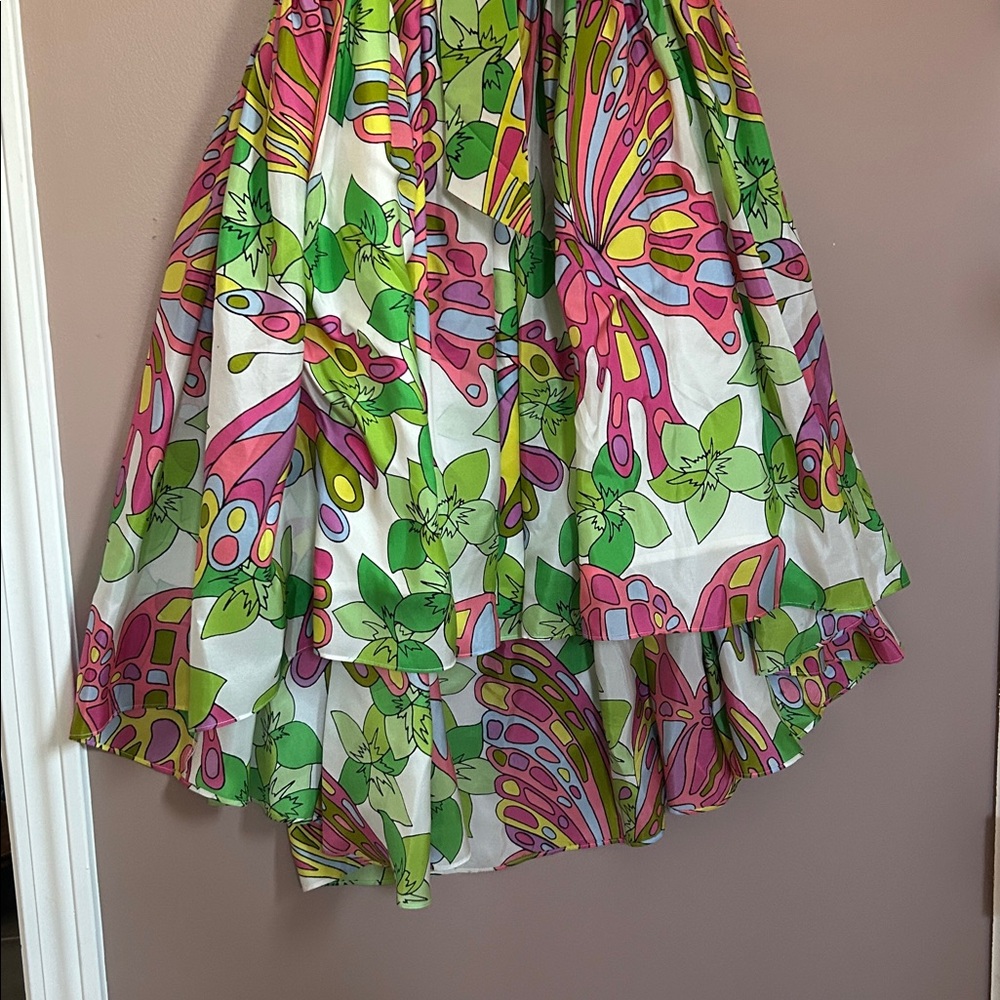 Trina Turk Off the Shoulder HighLow Floral Vibrant Multicolor Silk Dress Size S - Picture 5 of 14